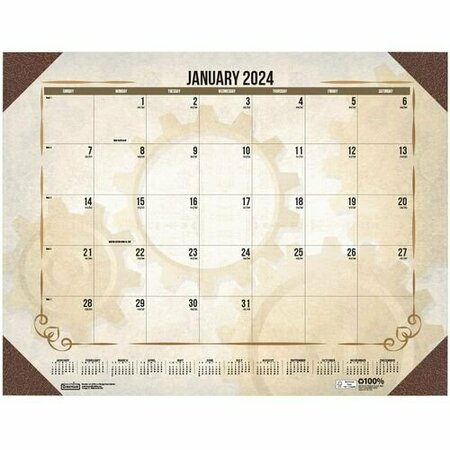 HOUSE OF DOOLITTLE Desk Calendar, Mthly, PPM, 12mths, Jan-Dec, 22inx17in, Brown HOD157